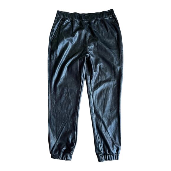 STEVE MADDEN RUN THE WORLD JOGGERS IN BLACK faux leather size large - Picture 4 of 12